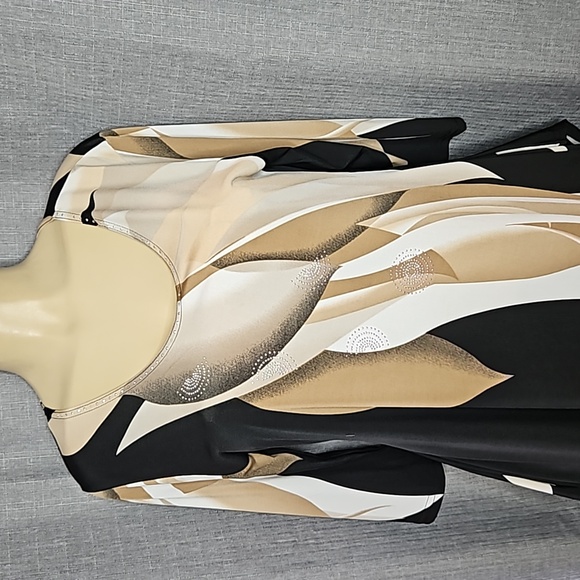 VALENTINA BLACK TUNIC WITH RHINESTONES AND MULTI DESIGN - Picture 2 of 7